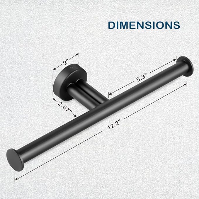 Matte Black Double Toilet Paper Holder, SUS304 Stainless Steel Dual Rolls Tissue Holder Wall Mounted for Bathroom Holding 2 Toilet Rolls