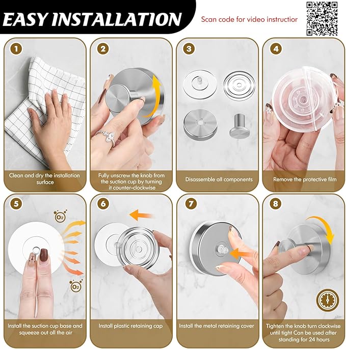Suction Cup Hooks for Shower,Removable Shower Towel Suction Hooks for Bathroom Wall,Kitchen,Glass,Mirror,Tile to Hang Robes,Loofah-Silver(2-Pack)