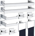 10 Pieces Bathroom Hardware Accessories Set Polished Chrome, Bathroom Towel Rack Set SUS304 Stainless Steel, Square Bath Towel bar Set Heavy Duty, Wall Mounted