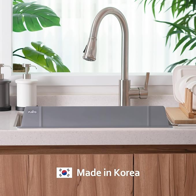 carrotez Silicone Kitchen Sink Splash Guard for Faucet — Silicone Water Splash Guard Mat, Dishwasher Safe, Gray(20.5" x 1.8" x 2.75")