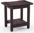 LUE BONA Shower Bench Stool, HDPS Shower Benches for Inside Shower with Shelf, Waterproof Shower Chair Foot Stool for Spa Bathroom, Weather Resistant/Non-Slip/Handles/Indoor or Outdoor Use, Espresso