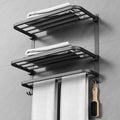 22.8Inch Towel Rack for Bathroom and Lavatory Towel Hanger with Wall Mount Towel Bars 304 Stainless Steel No Drill (Collapsible Black Towel Rack)