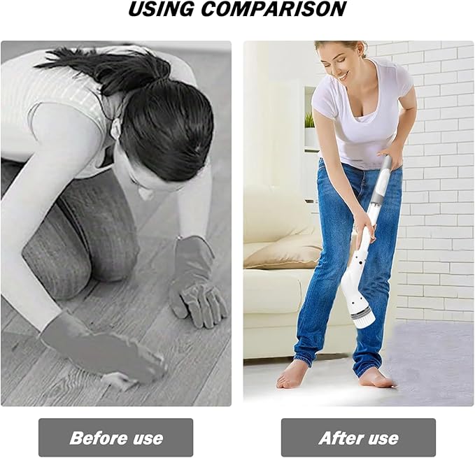Kitchen Brushes, Electric Cleaning Brush Cordless Electric Spin Scrubber with Adjustable Stretchable Arm and 6 Replacement Brush Heads Spin Scrubber for Tile Floor Cleaning Tool, Set 1