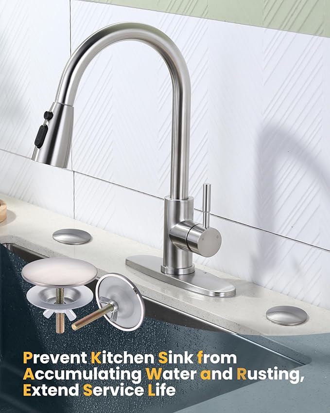 Kitchen Sink Hole Cover, 2 PCS Faucet Hole Cover for Kitchen Sink, Tap Hole Plate Stopper Cover Blanking Brass Metal Plug, Sink Countertop Hole Cap Cover, Brushed Nickel