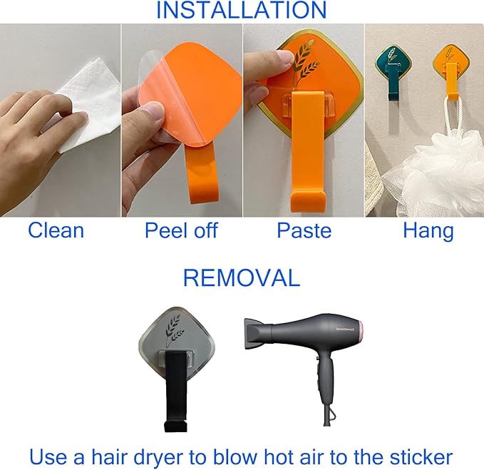 Black Shower Caddy, Sticky Key Hooks, Adhesive Hooks for Kids, Spoon Hanger Decorative, Self Adhesive Coat Hooks Utility Hooks 6 Pack