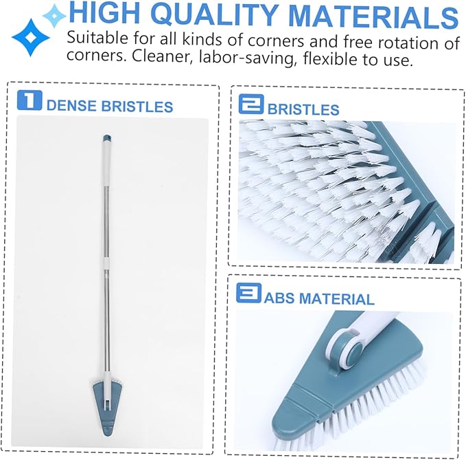 Premium Hard Bristle Floor Brush with Long Handle for Bathroom and Kitchen Cleaning Abs and Stainless Steel Construction Practical Swivel Mechanism for Corners and Grout Lines