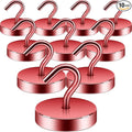 Neosmuk Magnetic Hooks, Cruise Ship Essentials, 100lb+ Heavy Duty Magnetic Hooks for Cruise Cabins, Refrigerator, Grill, Hanging, and Travel | Extra Strong Must-Haves Magnet Hook,Red