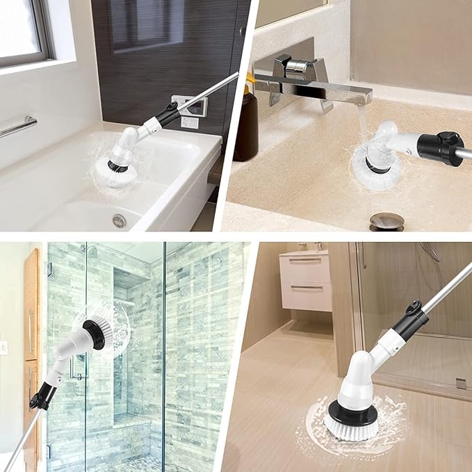 2022 Upgraded Rechargeable Cordless Electric Spin Scrubber Cleaning Brush with 3 Replaceable Brush Heads for Bathroom & Tile Tub Floor