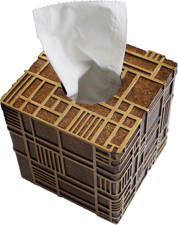 Hymmah Modern Square Tissue Box Cover Holder,Bathroom Accessories Decor Unique Design Tissue Box Cover for Bathroom Vanity Counter Tops Also Great for Bedrooms and Living Rooms