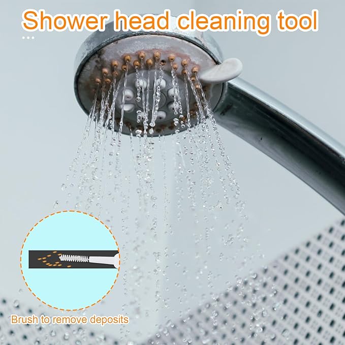 70pcs Shower Head Cleaner Tools, 2 Styles Showerhead Cleaning Brushes Picks Bathroom Household Accessories for Unclogging Tiny Nozzles Small Holes Faucets Sink Gaps(Orange & White)