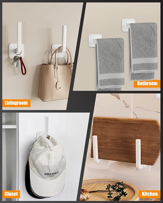 Hat Rack for Hat Storage (30-Pack), Multi-Purpose Hat Organizer, Strong Adhesive Hat Hooks for Wall Hat Organizer for Baseball Caps, Two Mounting Options Hat Hook, White