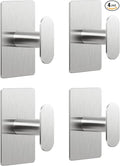 pickpiff Adhesive Towel Hooks for Bathroom: 20LB Extra Strong Wall Hanger for Shower Kitchen RV Dorm Apartment, Silver 4 Pack