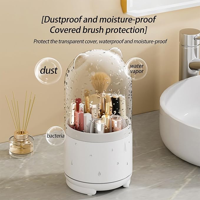Toothbrush Holders for Bathrooms,Rotating 5-Slot with Cover and Draining Water,Kids Electric Toothbrush Holder and Toothpaste Stand Storage for Bathroom Accessories Counter Organizer Vanity