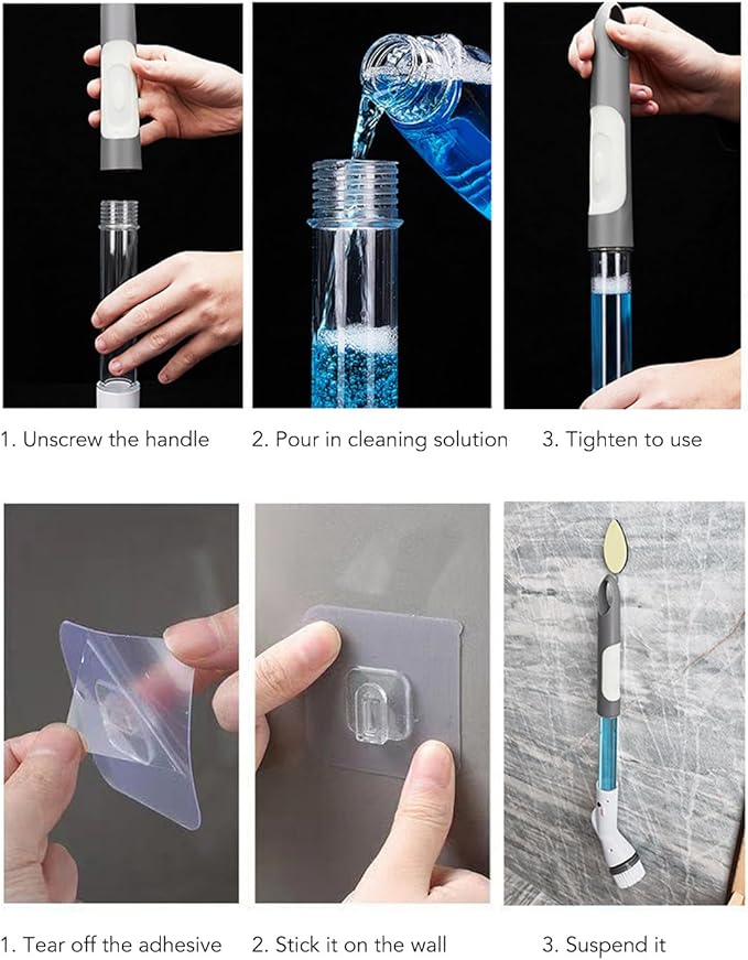 TOPINCN Cordless Spin Scrubber, Electric Spin Scrubber, Cordless Shower Cleaning Brush with Replaceable Brush Adjustable Extension Handle for Bathroom Floor and Tile