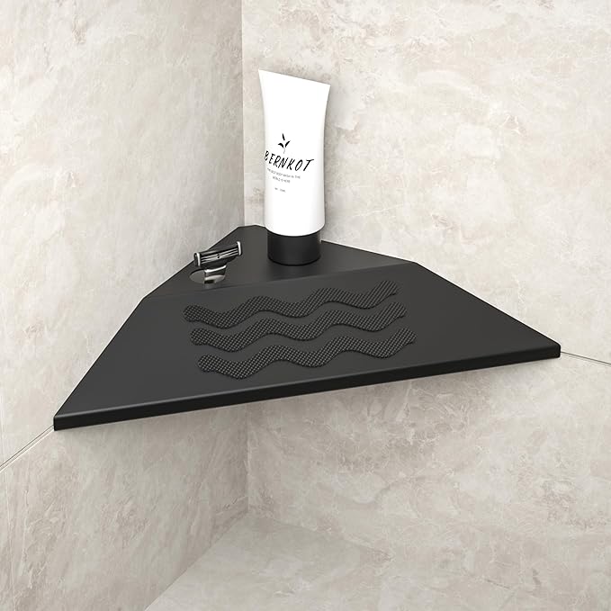 10'' Corner Foot Rest for Shaving Legs, 304 Stainless Steel Grout in Footrest with Shaving Holder, Recessed Designed Foot Ledge for Bathroom Shower