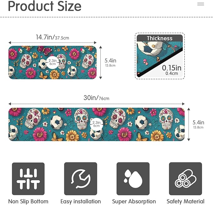 Kitchen Sink Splash Guard 1 PC 30 Inch Sink Faucet Mat Splash Guard for Bathroom Countertop Water Absorbent Foldable Cuttable Soft Washable Mexican Flag Flower Soccer