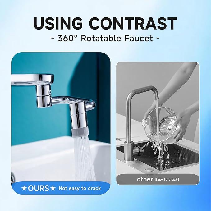 1440° Rotatable Faucet Aerator Extension, 2026 New 2 Modes Universal Sink Faucet for Splash Reduction, 1080° Rotating Multifunctional Faucet Extender for Bathroom Sink Kitchen