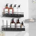 Shower Caddy 3 Pack, Adhesive Shower Organizer with Soap Dish and 4 Hooks, Rustproof Stainless Steel Shower Shelves, Wall Mounted No Drilling Storage Shelf Basket Accessories for Bathroom & Kitchen