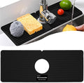 Faucet Mat for Kitchen Sink, Silicone Faucet Handle Drip Catcher Tray, Drying Mat as Sponge and Soap Holder with Lateral Inflow for Kitchen Bathroom Farmhouse & RV Sink Accessories (Black)