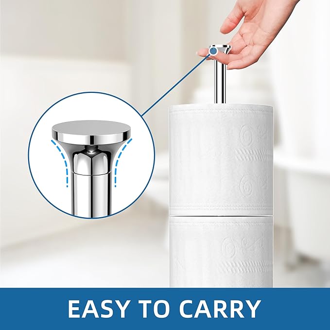 Stainless Steel Toilet Paper Holder Stand – Space-Saving Design for 4-6 Rolls – Modern Freestanding Bathroom Rolls Organizer