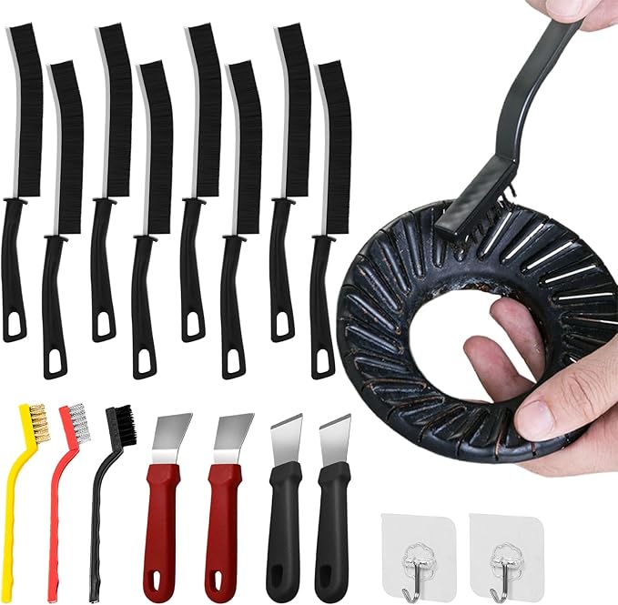 17pcs Crevice Cleaning Brush Set, Bristle Corner Cleaning Brush Set Household Use for Kitchen, Bathroom, Corner, Grout, Sink, Cup(Black)