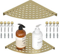 2 Pack Corner Shower Shelves 304 Stainless Steel Shower Corner Shelf Brushed Gold Bathroom 8 in Prevent Rust Drilling Installation