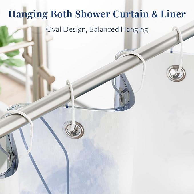 Shower Curtain Rings, White Shower Curtain Hooks 12 Pcs Anti-Drop Shower Rings for Curtain, Metal Shower Curtain Rings Rust Proof, Shower Hooks for Shower Curtain Rod, Curtain Rings