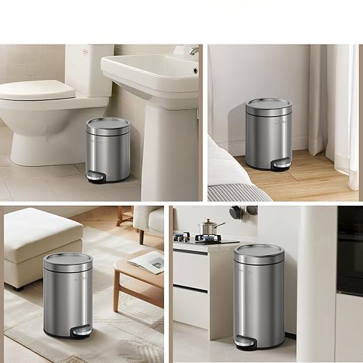 mVm Kitchen Trash Can with Lid, 5.3 Gal Bathroom Garbage Can for Home Office (Gray)