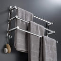 Towel Bars Hanger Freely Retractable 20-30 Inche Stainless Steel 304 Bath Rack Strong 3M Adhesive Bathroom Wall Free mounting Hole-Installing washroom Kitchen Space Saving 3 Bars