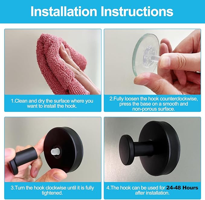 20 Pack Suction Cup Hooks for Shower, Suction Cup Towel Hooks for Bathrooms, Adhesive Wall Hook, SUS304 Waterproof Stainless Steel Hooks for Bathroom, Bedroom, Kitchen, Hotel and Office