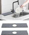 2-Pack Faucet Mat for Kitchen Sink, Diatomite Quick Drying Stone Mat, Splash Guard & Drip Catcher for Faucet Bathroom Counter - Dark Grey (15.7"x4")