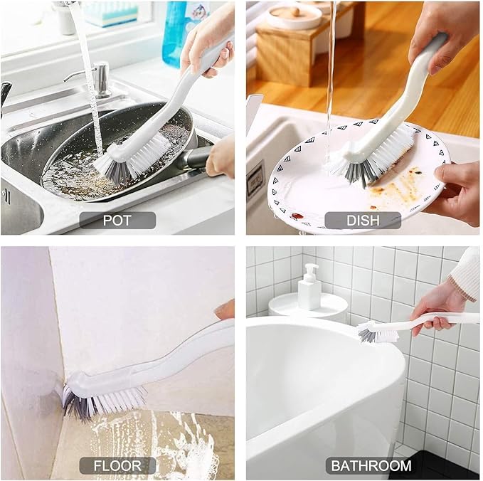 2 Pcs Small Scrub Brush Set for Cleaning Sinks, Bathrooms, and Kitchen Corners - Ergonomic Handle Grout Cleaning Brushes