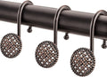 Pearlbee Bronze Shower Curtain Hooks Rings,Oil Rubbed Bronze Decorative Shower Curtain Hooks,Rustproof Vintage Shower Hooks for Bathroom,Set of 12