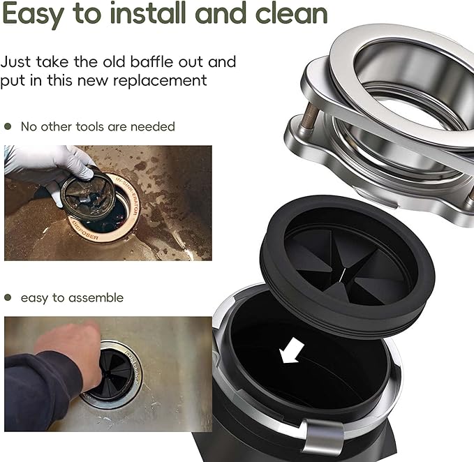 Garbage Disposal Splash Guards 3 3/8 Inch Sink Baffle QCB-AM Quiet Collar Drain Plugs Disposer Accessories Replacement for InSinkErator Evolution Series 2-Pack