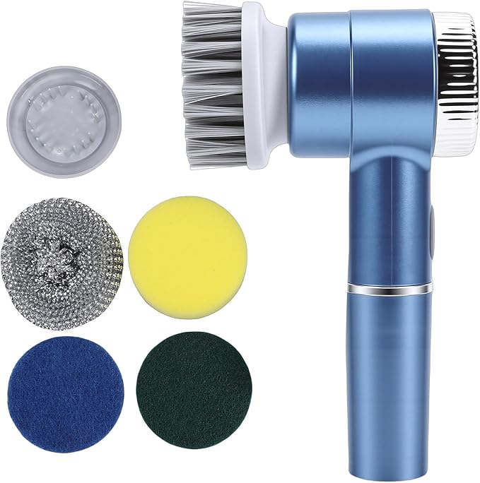 Diydeg Electric Spin Scrubber, Rechargeable Cordless Cleaning Brush, Water Proof Shower Scrubber with 5 Replaceable Brush Head and 3 Speed Setting for Bathroom, Kitchen and Window
