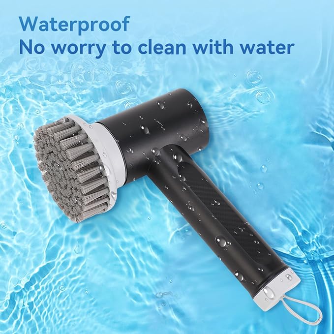 Electric Spins Scrubber, Power Scrubber with 1200mAh Battery and 2 Speeds, Cordless Cleanings Brush with 4 Replaceable Brush Heads, for Bathtub Tile Kitchen Sink