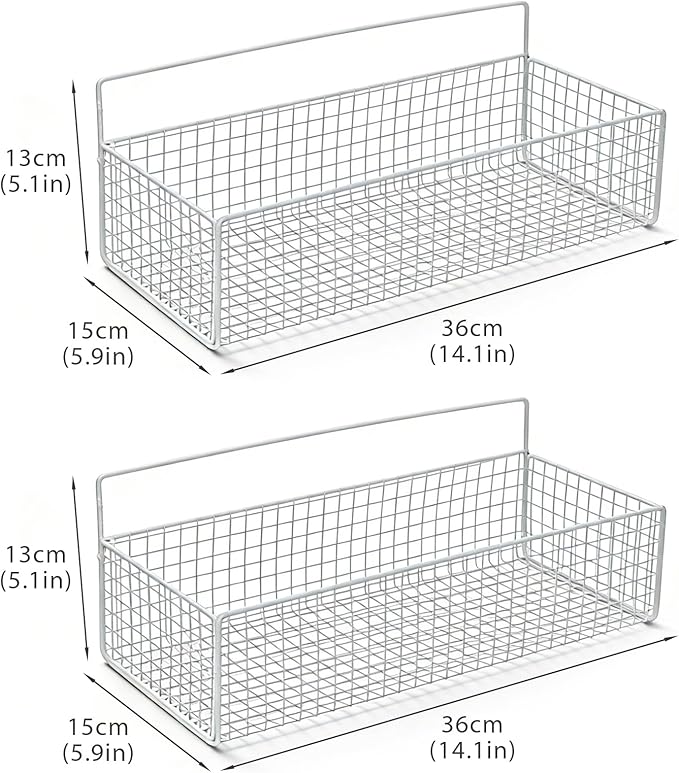 Bath Toy Storage, 2 Pack Metal Mesh Bath Toys Organizer for Bathtub Wall & Shower, Large Capacity Shower Toys Holder with Rustproof Hanging Basket Design for Restroom, Toilet, Bathroom, Kitchen-White