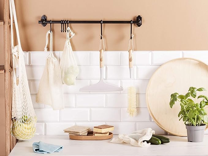 York ECONATURAL Bamboo Shower Squeegee Removes Excess Water from Large Glass Surfaces - Glass Panes, Shower Cubicles Without Leaving Stains, Brown