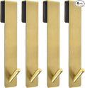 Shower Door Hooks (4 Pcs), 304 Stainless Steel, 7.5x1.18in, Gold, Frameless Glass Door Towel Storage, Lightweight, Heavy Duty, Rust Resistant, Removable, Non Slip