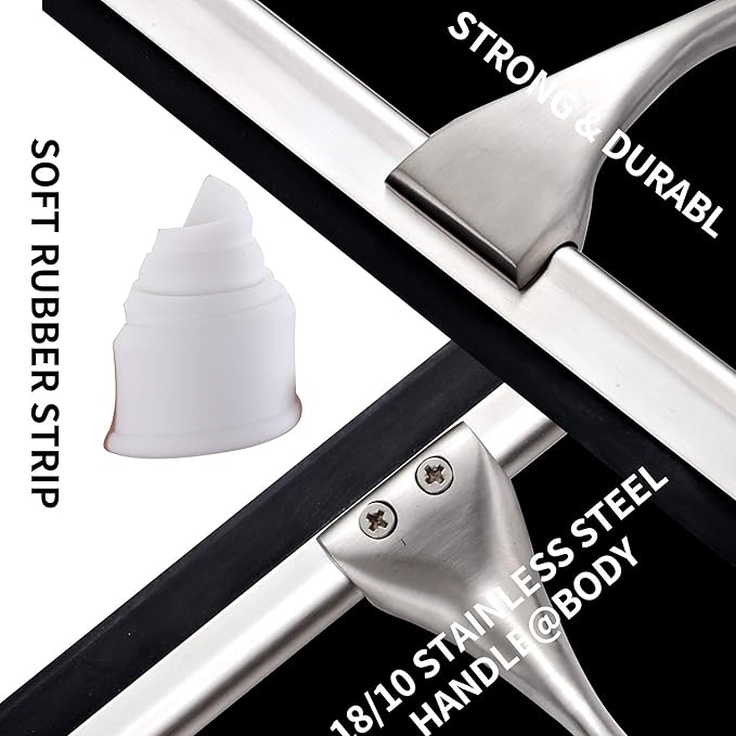 All-Purpose Shower Squeegee for Showers,Bathroom, Window and Car Glass,Heavy Duty Stainless Steel,10',10 Inches