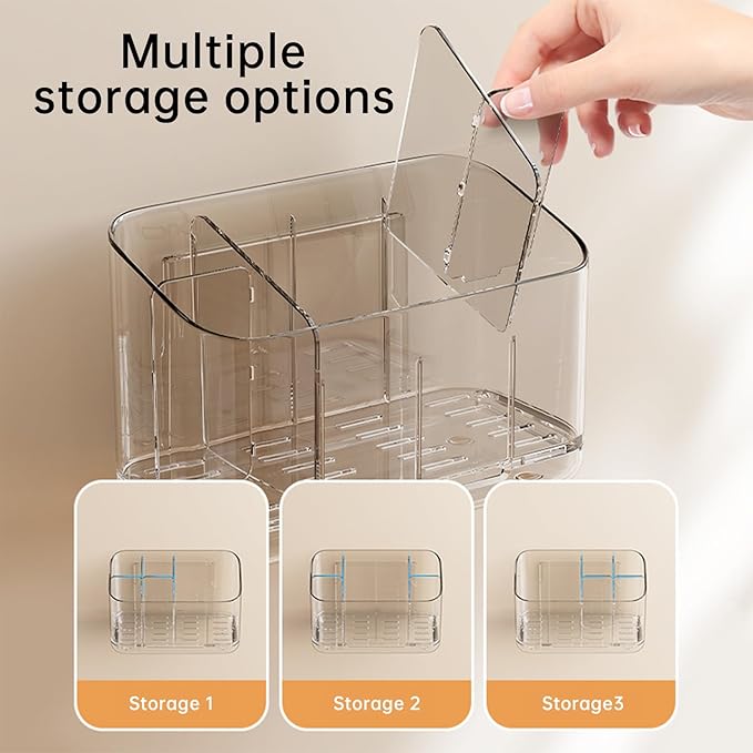 Electric Toothbrush Holder，Toothbrush and Toothpaste Holder for Bathroom,5 Slots Toothbrush Organizer with Adjustable Dividers for Bathroom/Kitchen/Office/Kids