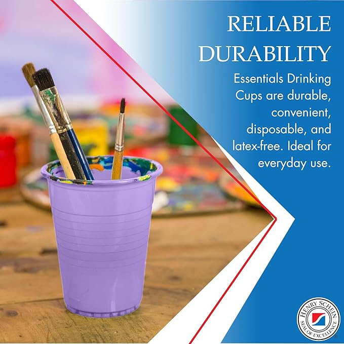 Essentials Healthcare Products Plastic Drinking Cups - Full Case of 1000 Cups - Lavender 5 oz Disoposable Cups for Cold Beverages, Parties, Office, or Medical Use - Durable & Convenient