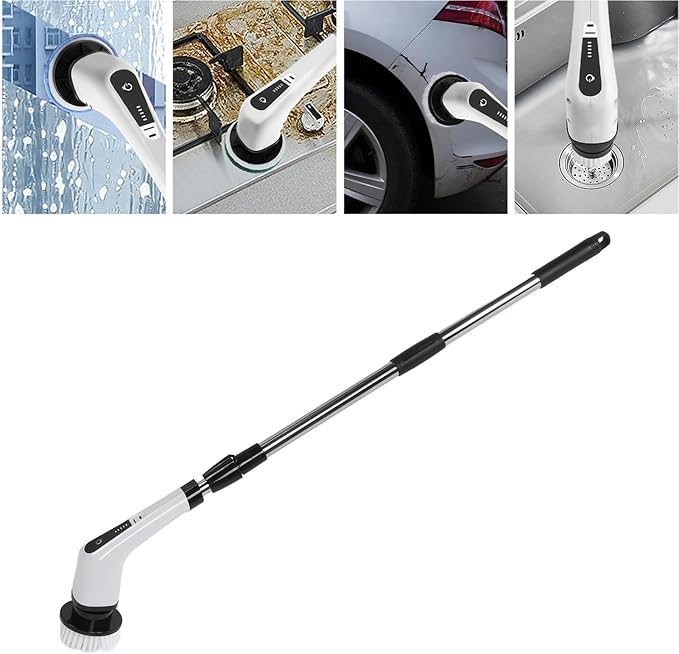 Electric Spin Scrubber Cordless Handheld Adjustable Smart Low Noise Power Shower Cleaning Brush 25W for Bathroom Tile Floor Car