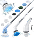 Electric Spin Scrubber Shower Scrubber Power Cleaning Brush, 7 Brush Heads 2 Powerful High Speeds 90 Min Runtime Waterproof Scrubber Brush for Bathroom Bathtub Floor Tile Sink