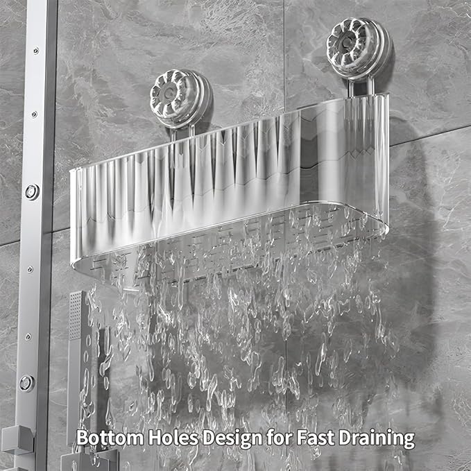 Shower Organizer, Basket with Strong Suction & Removable Shelf - Huise Shower Caddy