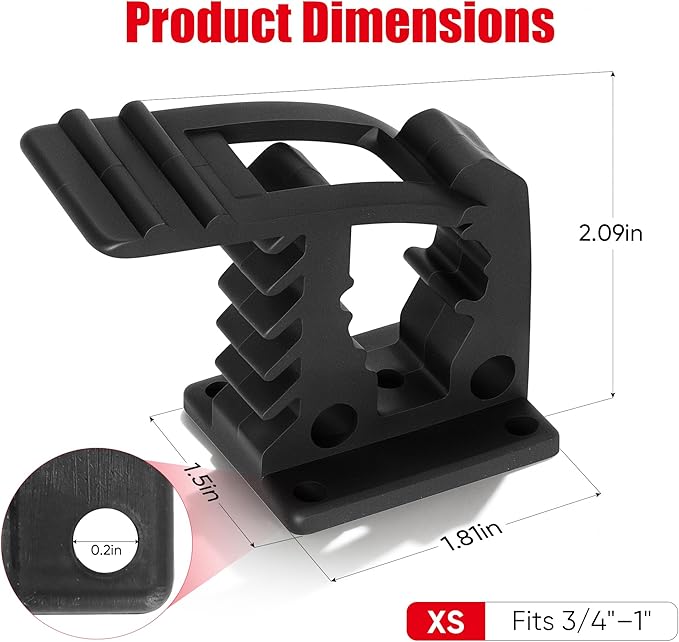 SINOKING Rubber Clamp Shovel Mount, Rubber Holder for Tools & Equipment up to 1" in Diameter, Heavy-Duty Pole or Shovel Clamp for Boat, Truck, ATV, Wall Mount or MOLLE Panel – (Pack of 2)