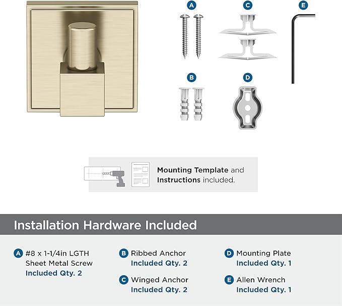 Amerock BH36070BBZ | Golden Champagne Single Robe Hook | 1-7/8 in. (48 mm) Length Towel Holder | Appoint | Towel Hook for Bathroom | Bathroom Hardware | Bath Accessories