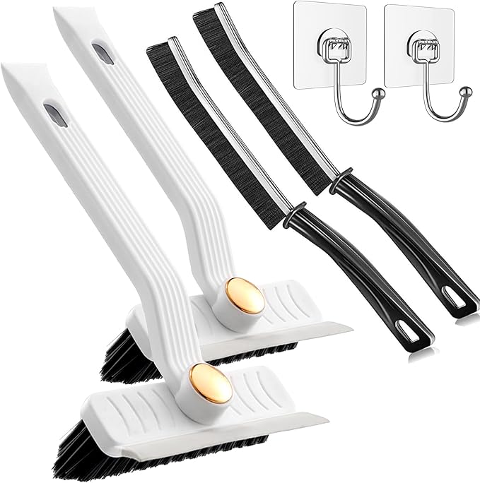 Hard Bristle Crevice Cleaning Brush Rotating Small Cleaning Brushes Set for Grout Toilet Scrub Shower Tile Skinny Gap Cleaning Tools for Household Essentials, Bathroom, Kitchen Tight Spaces