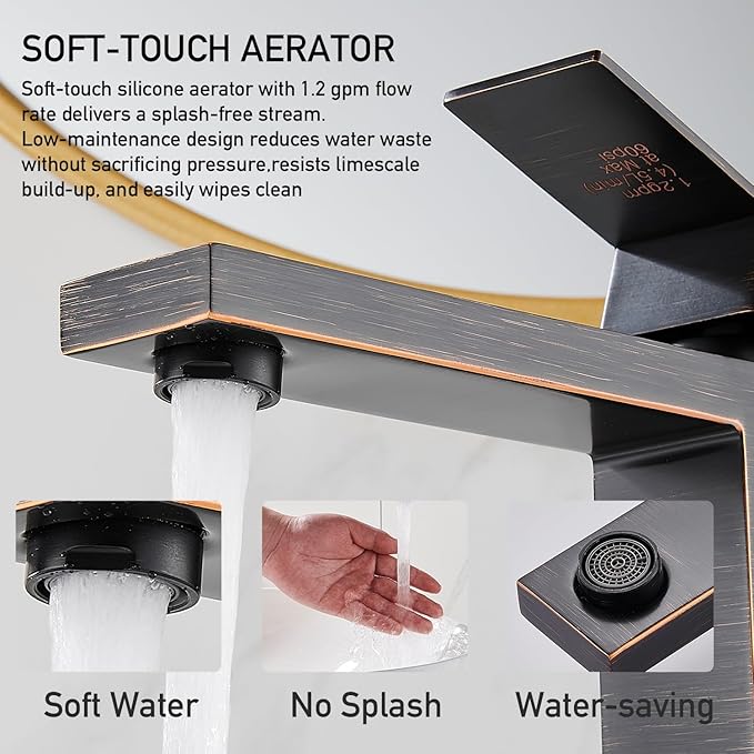 Vessel Sink Faucet, Oil Rubbed Bronze 1 Hole Single Handle Tall Bathroom Vanity Faucets, Modern Utility Rv Laundry Bath Restroom Mixer Tap with Metal Pop Up Drain and 2 Water Supply Lines
