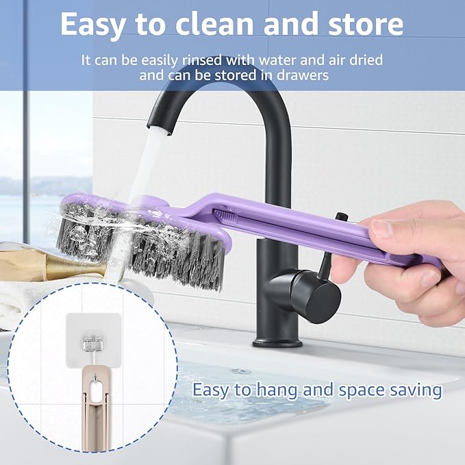 3Pcs Rotating Crevice Cleaning Brush with 5 Rags Multifunctional Gap Cleaning Brush Small Scrub Brush for Cleaning Sink Scrub Brush Bathroom Kitchen Edge Corner Window Track Cleaning Brush